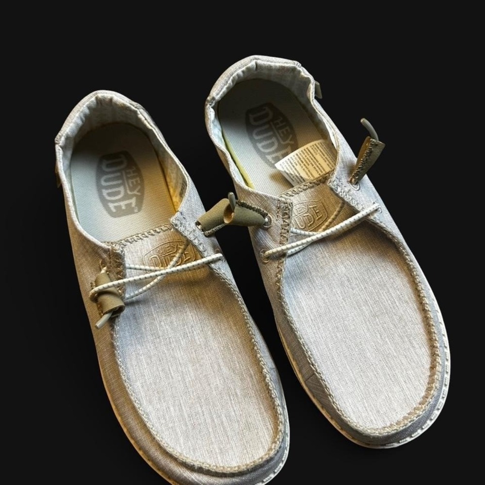 Hey Dude Wendy Boho Stitch Gray Shoes Women Womens 7 Slip On Loafer White Latte